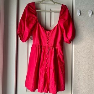 Anthropologie Maeve Red Puff Sleeve Dress